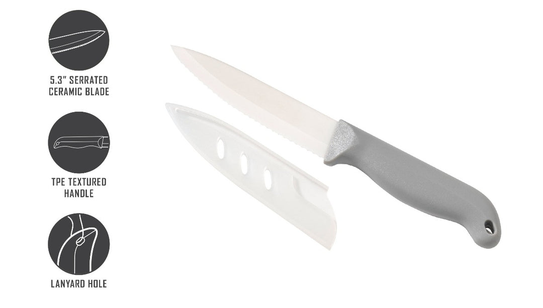 Lawaia 5.3" Serrated Ceramic Bait Knife (Carded)