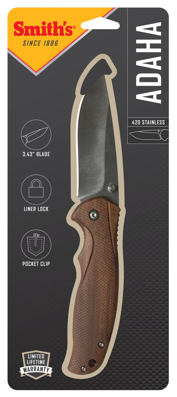 Adaha 3.4" Blade Wooden Handle Folding Knife