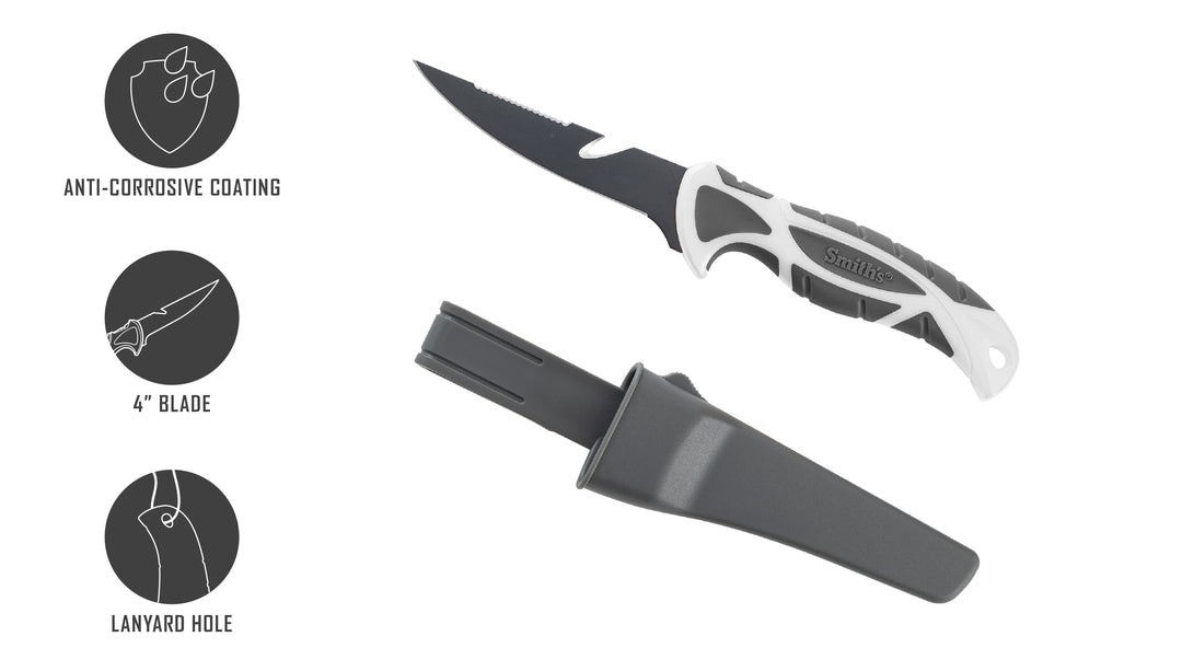 Lawaia 4" BaitBreaker Knife w/Corrosion-Resistant Coated Blade (White/Gray)